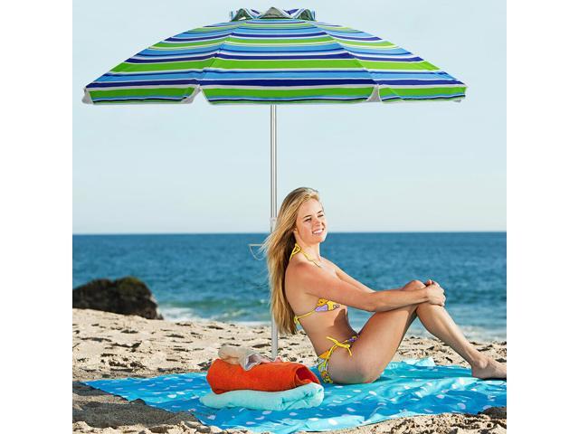 Photos - Other household accessories Costway 6.5FT Patio Beach Umbrella Sun Shade Tilt W/Carry Bag Turquoise 69 