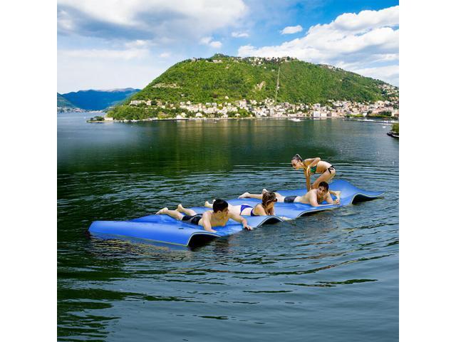Costway 3 Layer Floating Water Pad Foam Mat Water Recreation Relaxing Tear-resistant 18' x 6' Blue