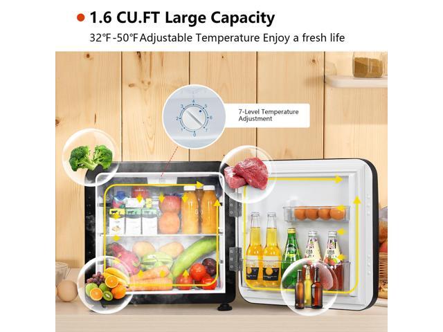 Costway 1.6 Cubic Feet Compact Refrigerator Reversible Door Mini Fridge Black