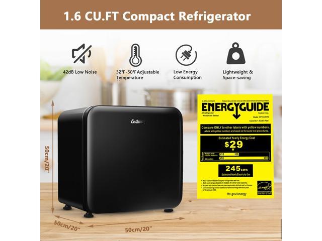 Costway 1.6 Cubic Feet Compact Refrigerator Reversible Door Mini Fridge Black