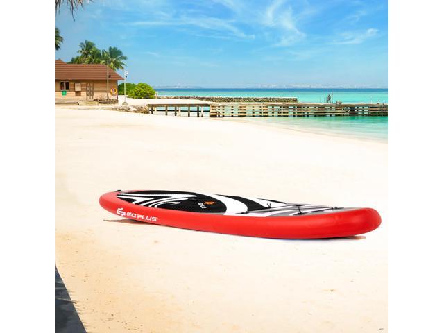 Goplus 11' Inflatable Stand Up Paddle Board Surfboard W/Bag Aluminum Paddle Pump Red