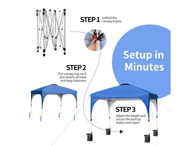 10x10 FT Outdoor Pop Up Tent Canopy Height Adjustable Sun Shelter W/ Roller Bag