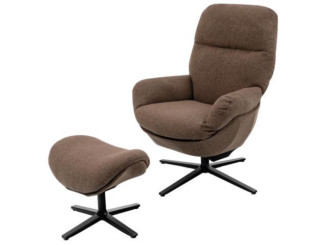 Photos - Chair Costway Modern Swivel Rocking  & Ottoman Set w/Aluminum Alloy Base Co 