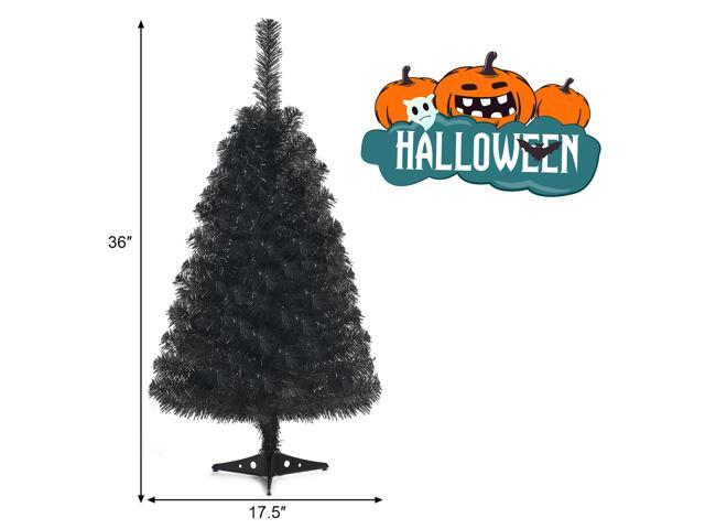 Costway 3ft Unlit Artificial Christmas Halloween Mini Tree with Plastic Stand Black