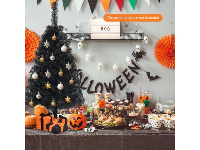 Costway 3ft Unlit Artificial Christmas Halloween Mini Tree with Plastic Stand Black