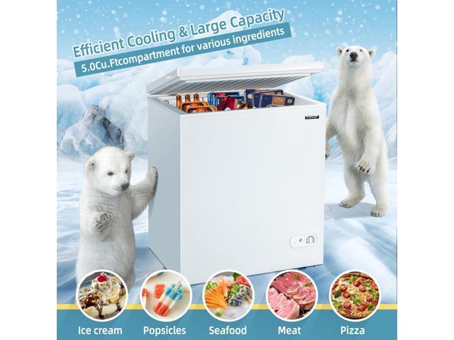 Costway 5.2 Cu. ft Chest Freezer Upright Single Door Refrigerator w/ 3 Baskets