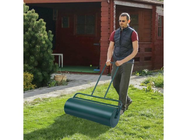 Costway 17-Gallon Lawn Roller Heavy-Duty Steel Push/Pull Sod Roller 36'x12' Green