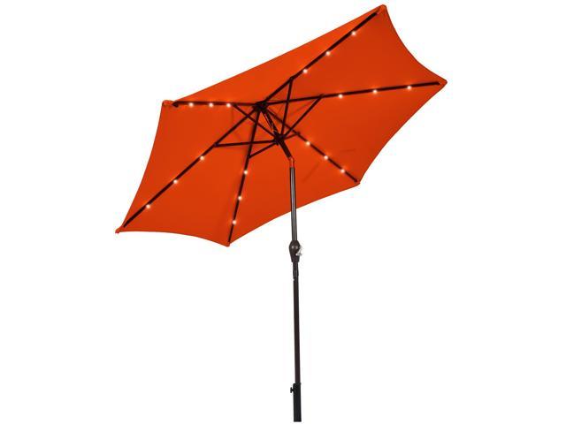 Photos - Other household accessories Costway 9FT Patio Solar Umbrella LED Steel Tilt With Crank Orange 69529383 