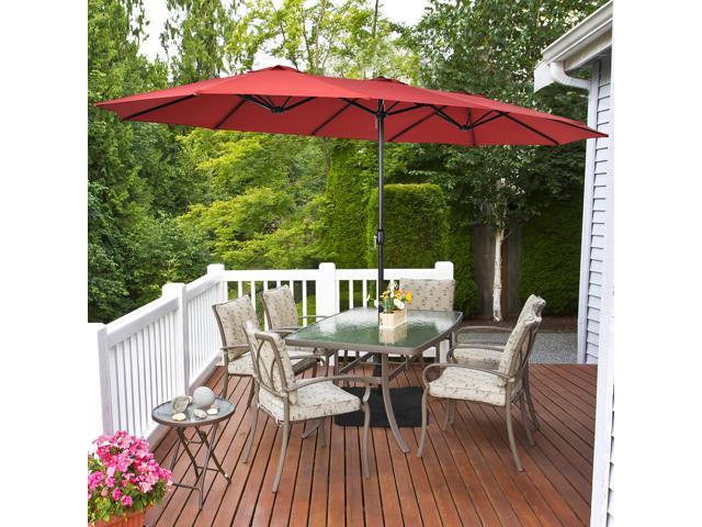 Photos - Other household accessories Costway 15 Ft Patio Double Sided Umbrella Outdoor Market Umbrella Burgundy 
