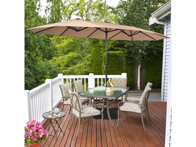 Photos - Other household accessories Costway 15 Ft Patio Double Sided Umbrella Outdoor Market Umbrella Coffee O 