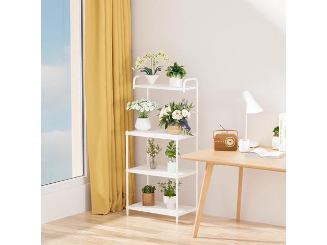 Costway 4-Tier Baker's Rack Microwave Oven Rack Shelves Kitchen Storage Organizer Iron White