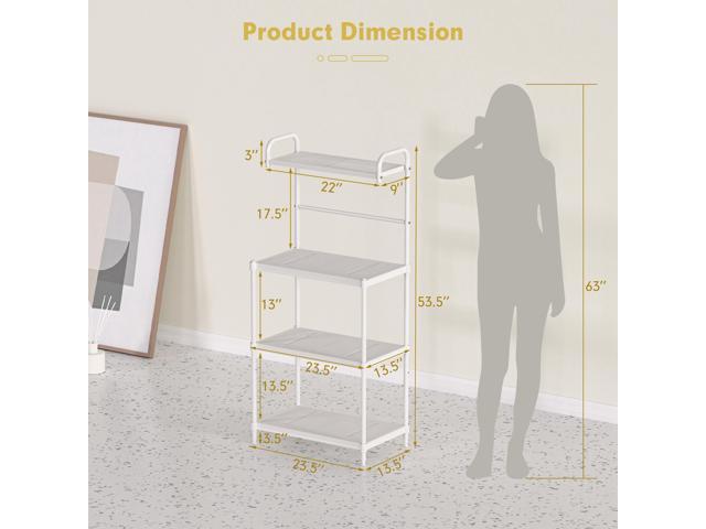 Costway 4-Tier Baker's Rack Microwave Oven Rack Shelves Kitchen Storage Organizer Iron White