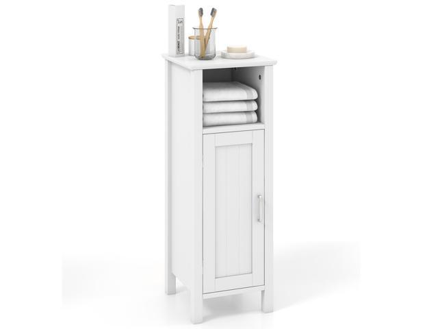 Bathroom Floor Storage Cabinet Free Standing w/ Single Door Adjustable Shelf