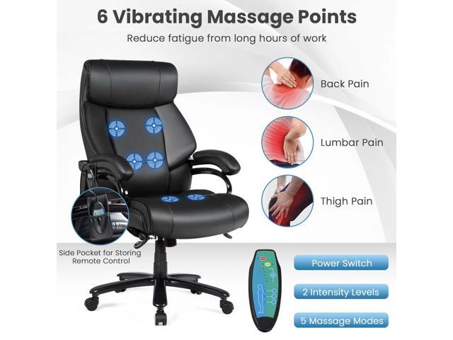 Costway Big and Tall Office Chair 500lbs with 6-Point Massage Wide Seat & Padded Armrests