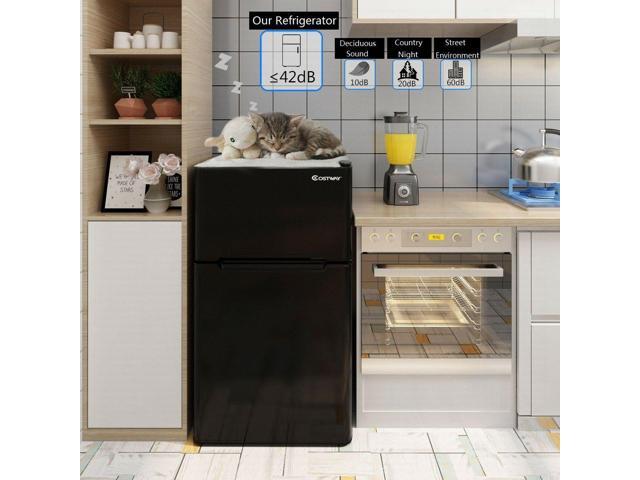 Costway Refrigerator Small Freezer Cooler Fridge Compact 3.2 cu ft. Unit, Black