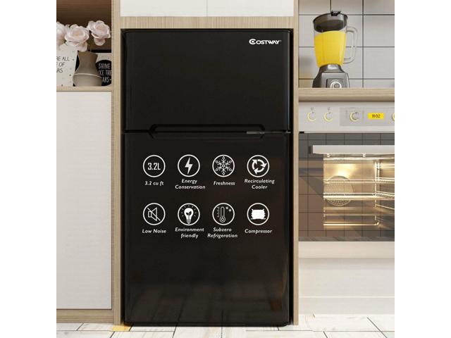Costway Refrigerator Small Freezer Cooler Fridge Compact 3.2 cu ft. Unit, Black