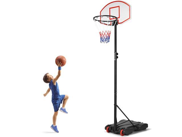 Costway Adjustable Basketball Hoop System Stand Kid Indoor Outdoor Net Goal W/ Wheels