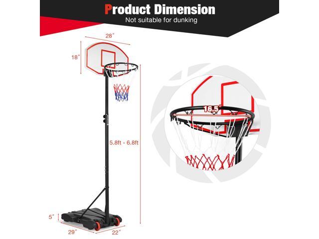 Costway Adjustable Basketball Hoop System Stand Kid Indoor Outdoor Net Goal W/ Wheels