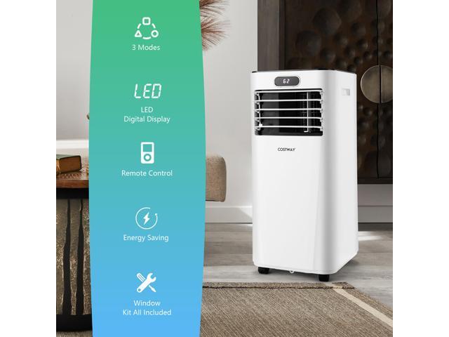 Costway 5000 BTU (8000BTU ASHRAE) Portable Air Conditioner with Remote Control 3-in-1 Air Cooler w/ Drying White