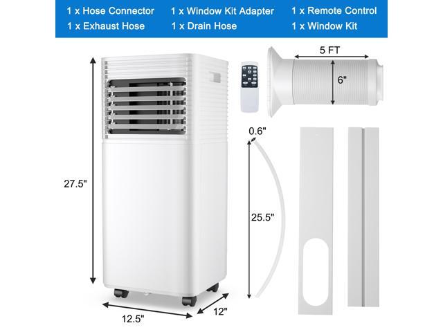 Costway 5000 BTU 8000 BTU ASHRAE Portable Air Conditioner 3-in-1 Air Cooler w/Dehumidifier & Fan Mode White