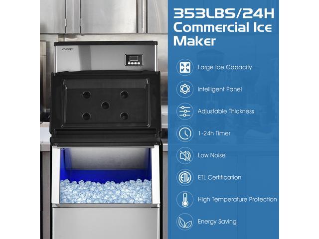 Costway Split Commercial Ice Maker 353LBS/24H Ice Machine w/ 198 LBS Storage Bin
