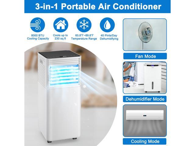 Costway 5000 BTU (8000 BTU ASHRAE) Portable Air Conditioner 3-in-1 Air Cooler w/Dehumidifier & Fan Mode Black