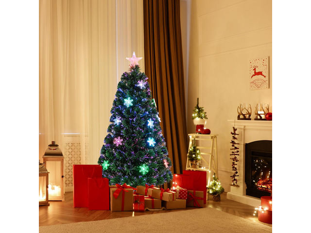 Costway 4FT Pre-Lit Fiber Optic Christmas Tree Multicolor Lights