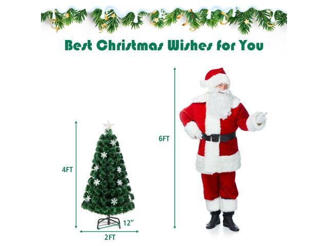 Costway 4FT Pre-Lit Fiber Optic Christmas Tree Multicolor Lights