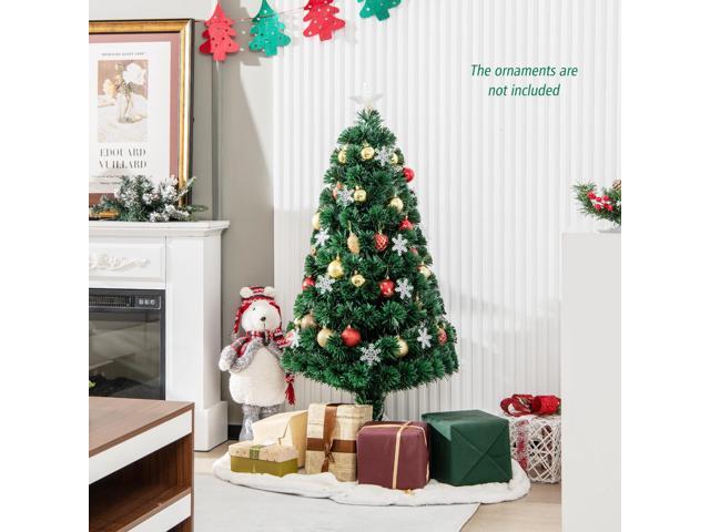 Costway 4FT Pre-Lit Fiber Optic Christmas Tree Multicolor Lights