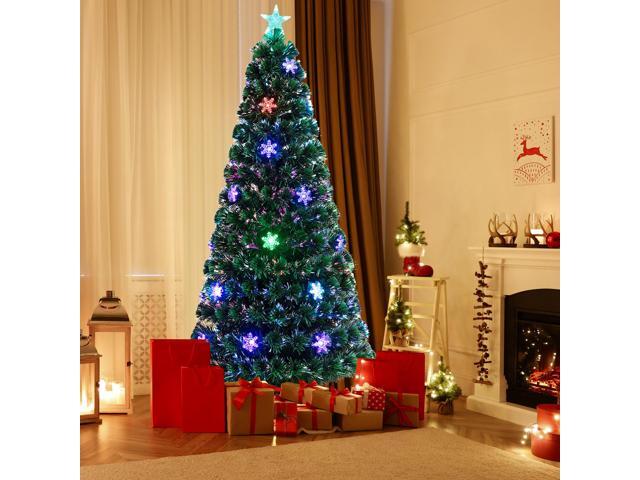 Costway 6FT Pre-Lit Fiber Optic Christmas Tree Multicolor Lights
