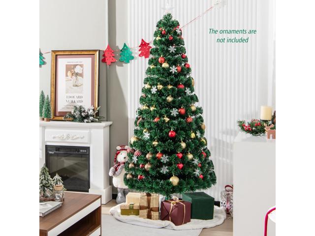 Costway 6FT Pre-Lit Fiber Optic Christmas Tree Multicolor Lights