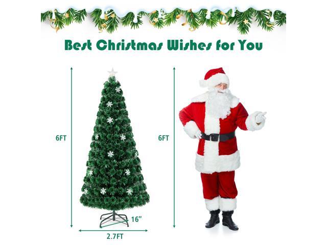 Costway 6FT Pre-Lit Fiber Optic Christmas Tree Multicolor Lights