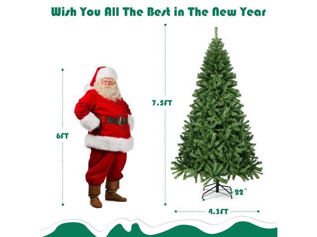 Costway 7.5FT PVC Christmas Tree 1346 Tips Hinged Solid Metal Leg