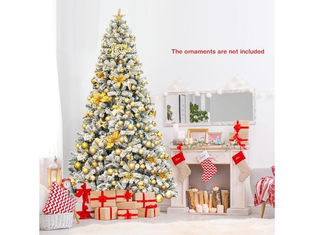 Costway 9ft Snow Flocked Hinged Artificial Christmas Tree Unlit Metal
