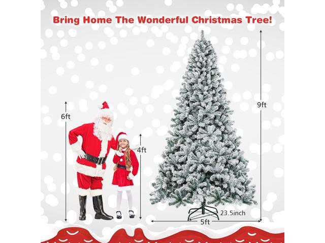 Costway 9ft Snow Flocked Hinged Artificial Christmas Tree Unlit Metal