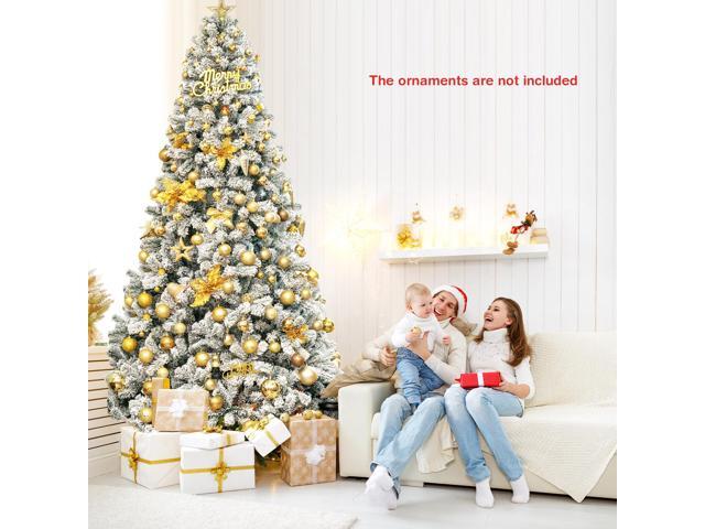 Costway 9ft Snow Flocked Hinged Artificial Christmas Tree Unlit Metal