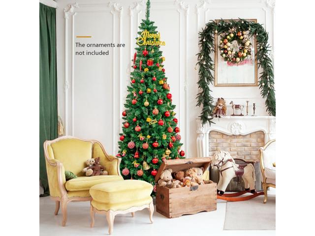 Costway 7.5ft Pre-Lit Hinged Pencil Christmas Tree 350 White Lights