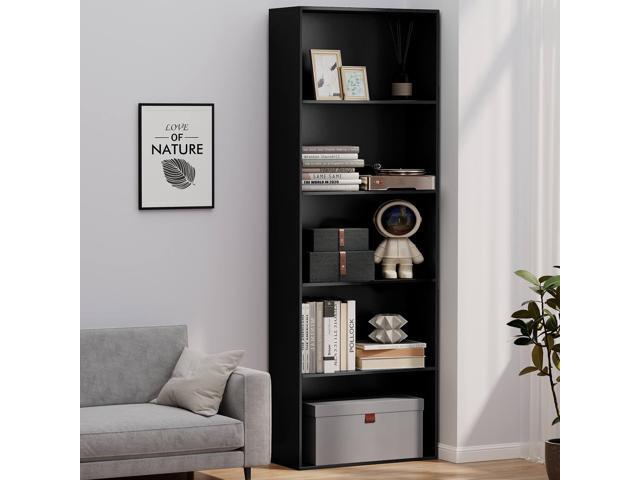 Costway 5-Tier Bookcase with 2 Anti-tipping Devices. Freestanding Bookshelf for Bedroom Black