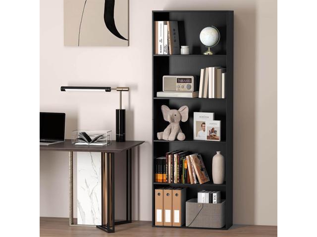 Costway 5-Tier Bookcase with 2 Anti-tipping Devices. Freestanding Bookshelf for Bedroom Black