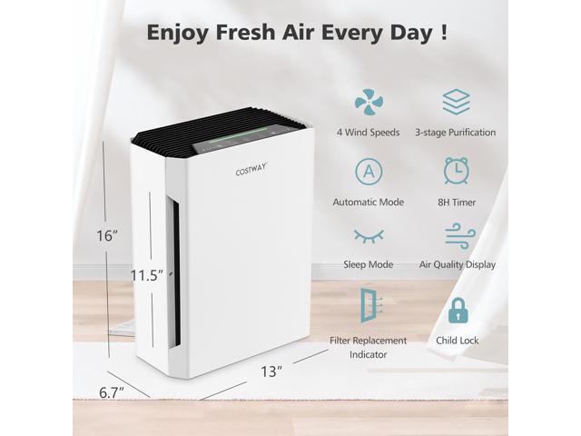 Costway H13 True HEPA Air Purifier Portable Air Cleaner with Adjustable Wind Speeds