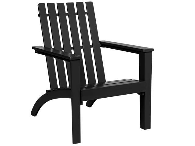 Costway Patio Adirondack Chair Acacia Wood Lounge Armrest Garden Deck Black