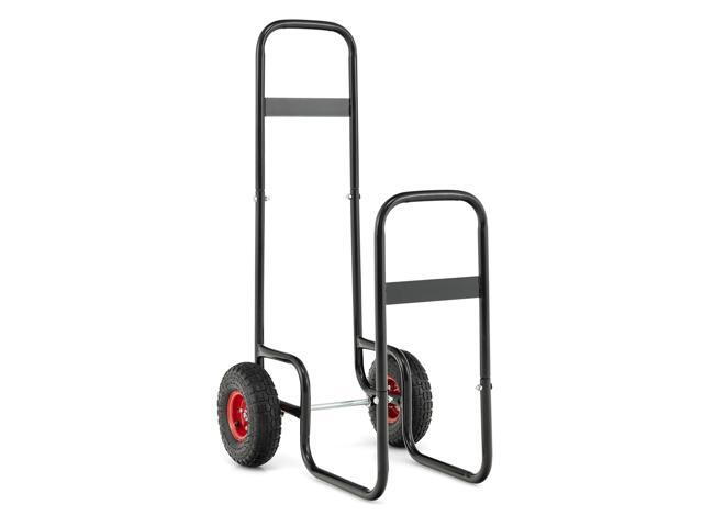 Costway Firewood Log Carrier Rack Fireplace Wood Mover Caddy Dolly Cart w/ Wheel Outdoor