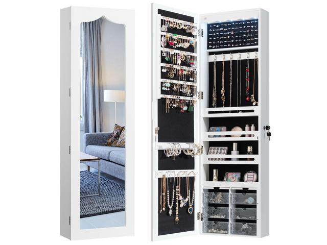Photos - Other kitchen appliances Costway Wall Door Mounted LED Mirror Jewelry Cabinet Armoire Organizer w/6 Drawers 
