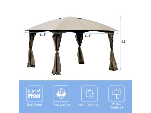 11.5FT Patio Gazebo Canopy Tent Wedding Party Shelter Awning Mosquito Netting