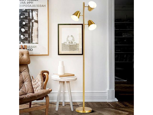 64' Antique Brass 3 Light LED Reading and Floor Lamp for Living Rooms & Bedrooms