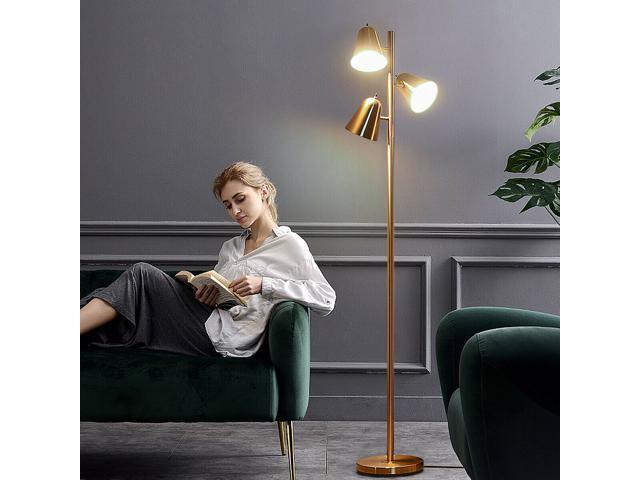 64' Antique Brass 3 Light LED Reading and Floor Lamp for Living Rooms & Bedrooms