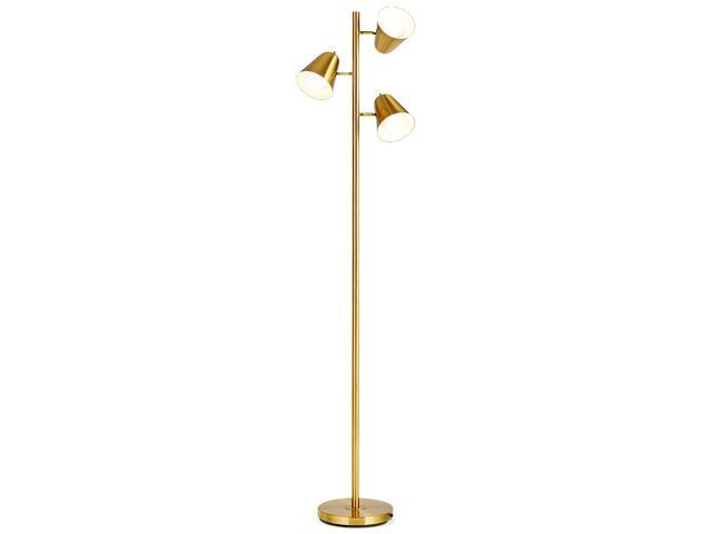64' Antique Brass 3 Light LED Reading and Floor Lamp for Living Rooms & Bedrooms