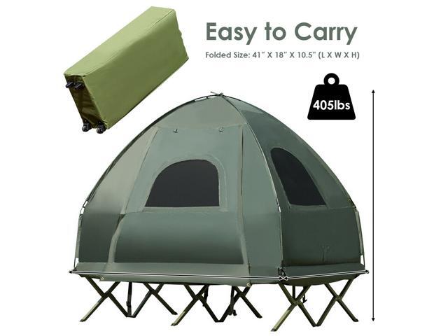 2-Person Compact Portable Pop-Up Tent/Camping Cot w/ Air Mattress & Sleeping Bag