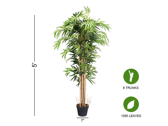 5-Feet Artificial Bamboo Silk Tree Green Indoor-Outdoor Home Decorative Planter