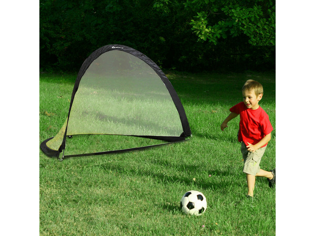 Set of 2 Portable Pop-Up Soccer Goals 6' 4' 2.5' for Backyard w bag and 2 stakes